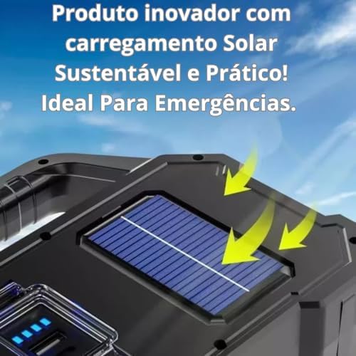 Lanterna LED Portátil Recarregável a Luz Solar USB - LightPro