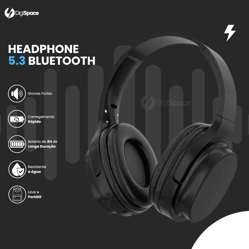 Fone de Ouvido Bluetooth 5.3 C/ Cancelamento de Ruído On-ear