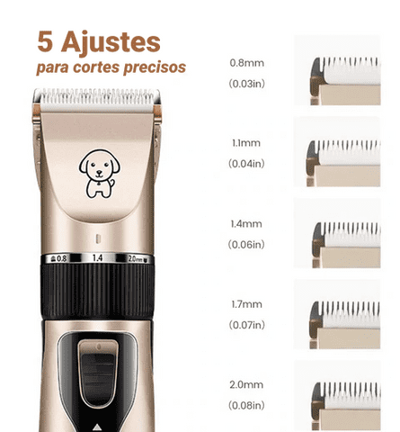 KIT Com Maquina Tosar Pelos Recarregável para Cachorros e Gatos
