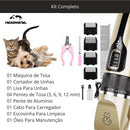 KIT Com Maquina Tosar Pelos Recarregável para Cachorros e Gatos