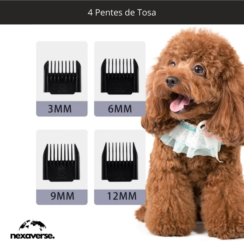KIT Com Maquina Tosar Pelos Recarregável para Cachorros e Gatos